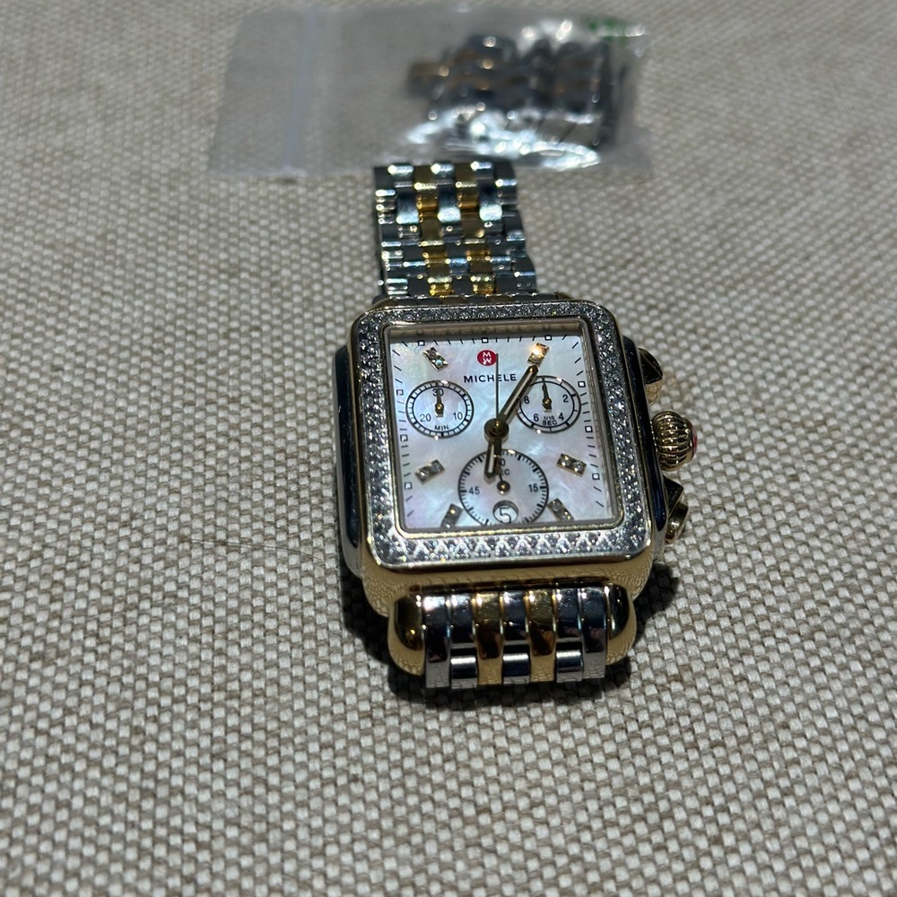 Michele Two-Tone Gold and Silver Women's Watch - Picture 4 of 11